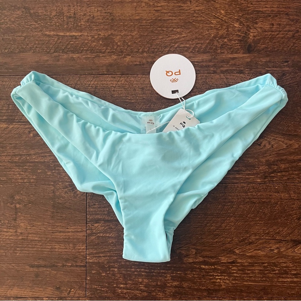 Sol ☀️ NWT PQ Swim Ruched Hipster Seafoam color Bikini Bottom SzL